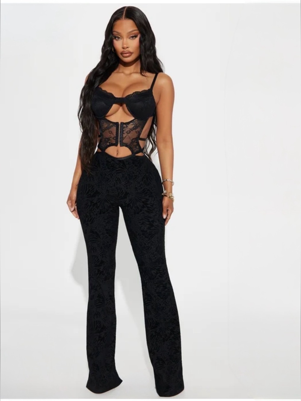 Fashion Nova Talkin’ Flirty Mesh Jumpsuit